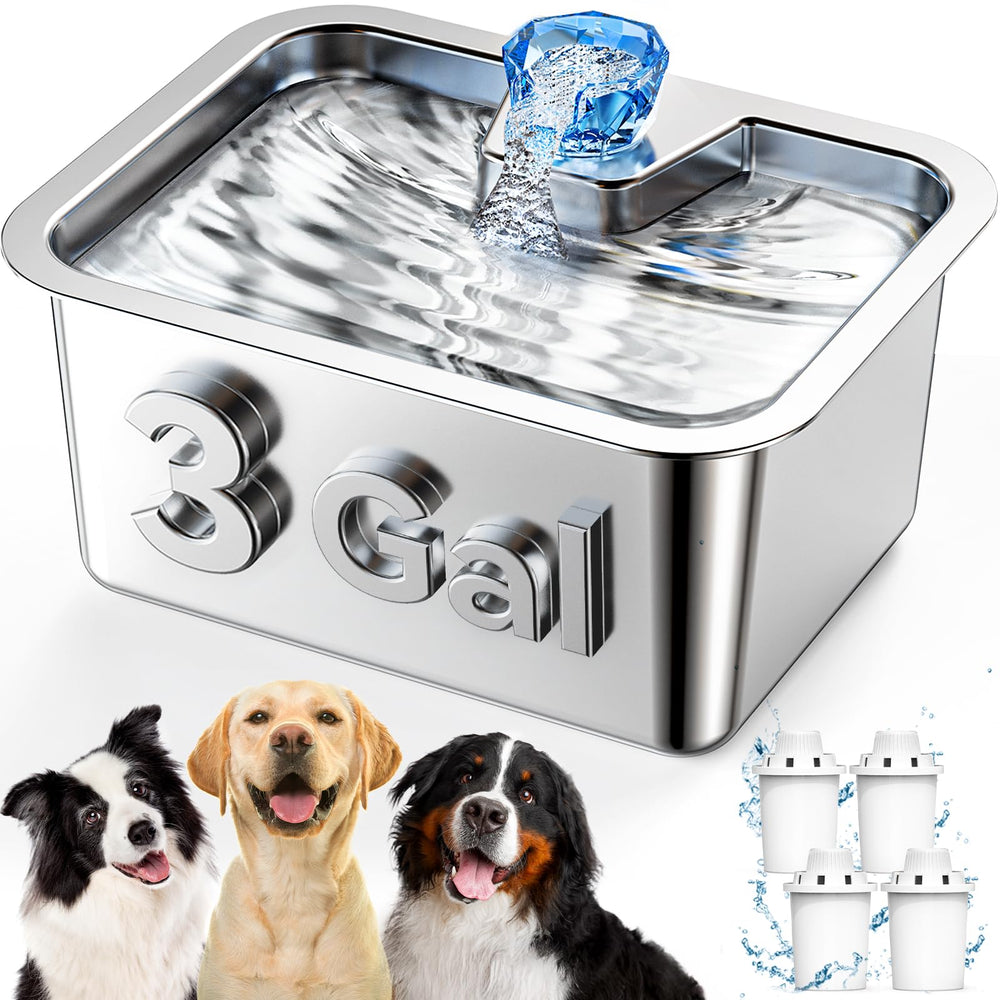 Lesotc large dog water fountain top view highlights durable stainless steel for clean hydration