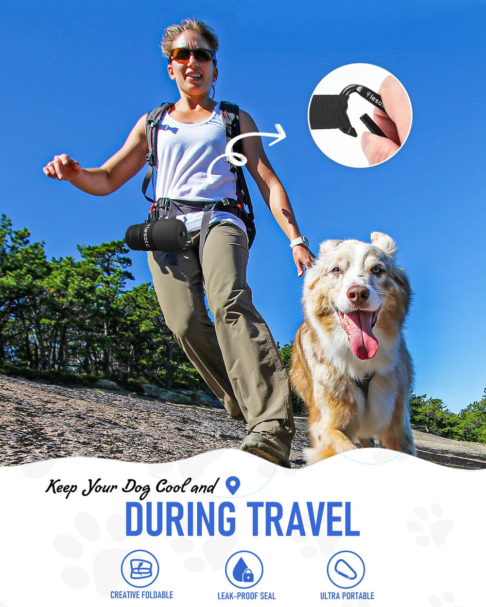 lesotc dog water bottle leak proof push button lock prevents spills