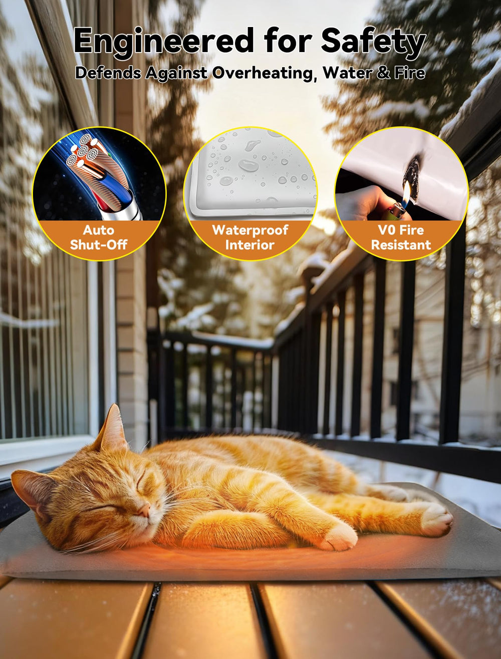 Lesotc outdoor pet heating pad 150cm cord adds safety distance and flexibility