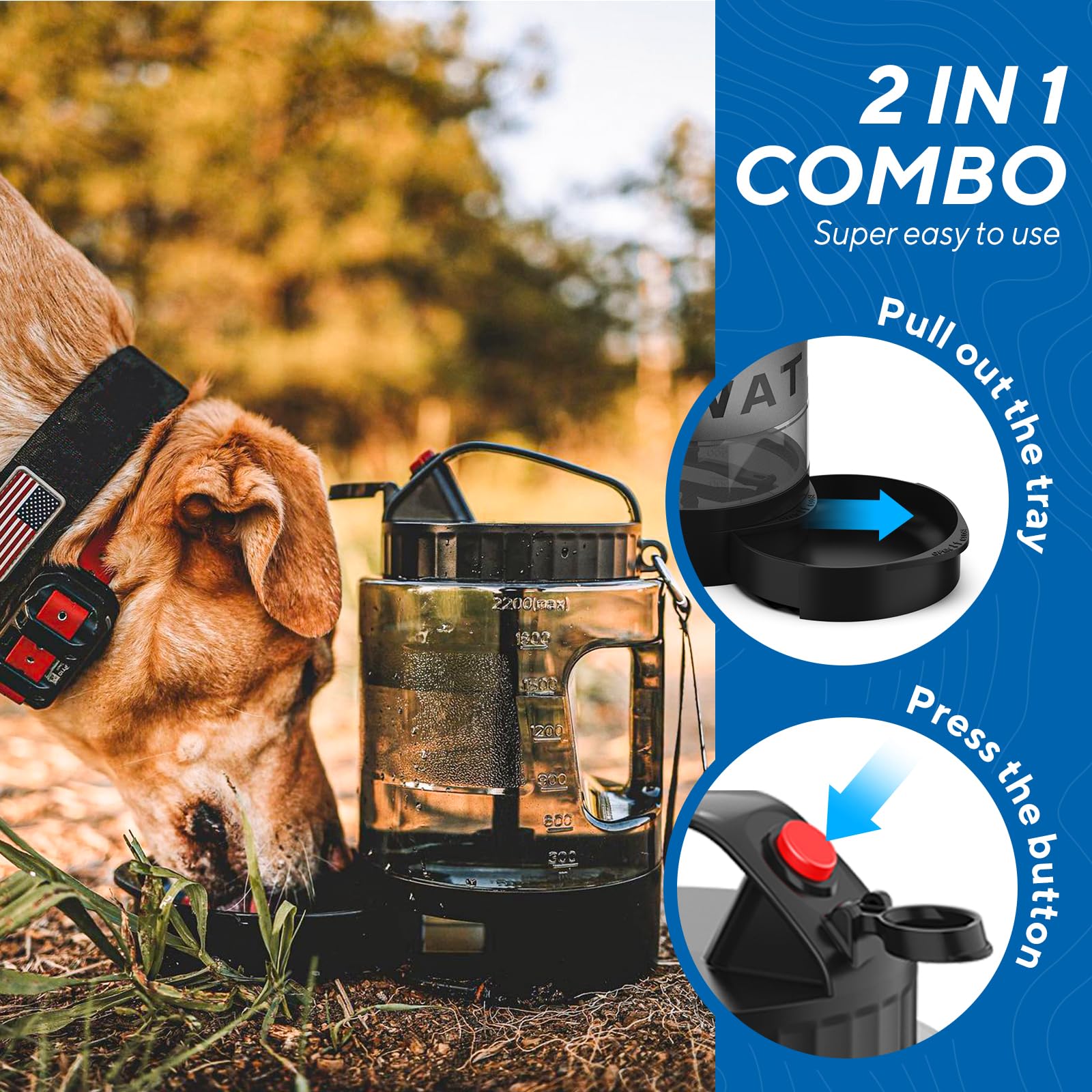 Lesotc two-in-one design showing dispenser and bowl for easy hydration