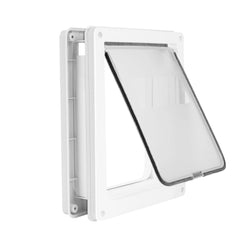 Lessmon doggie door magnetic locking close-up showing secure seal