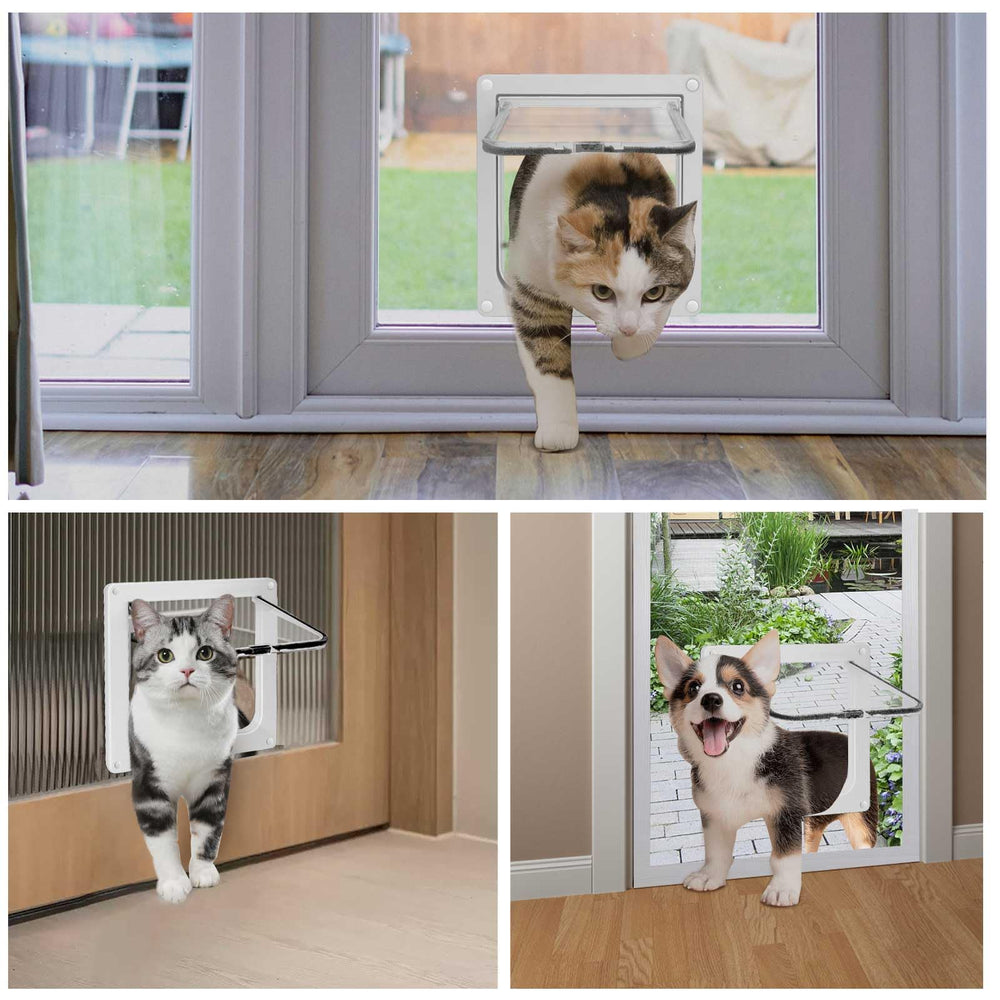 Lessmon safety pet door installation kit includes screws, caps, and double-sided tape.