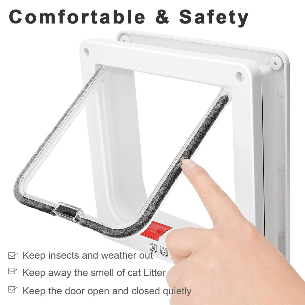 Lessmon safety pet door seals with strip and magnet to reduce drafts and odors.
