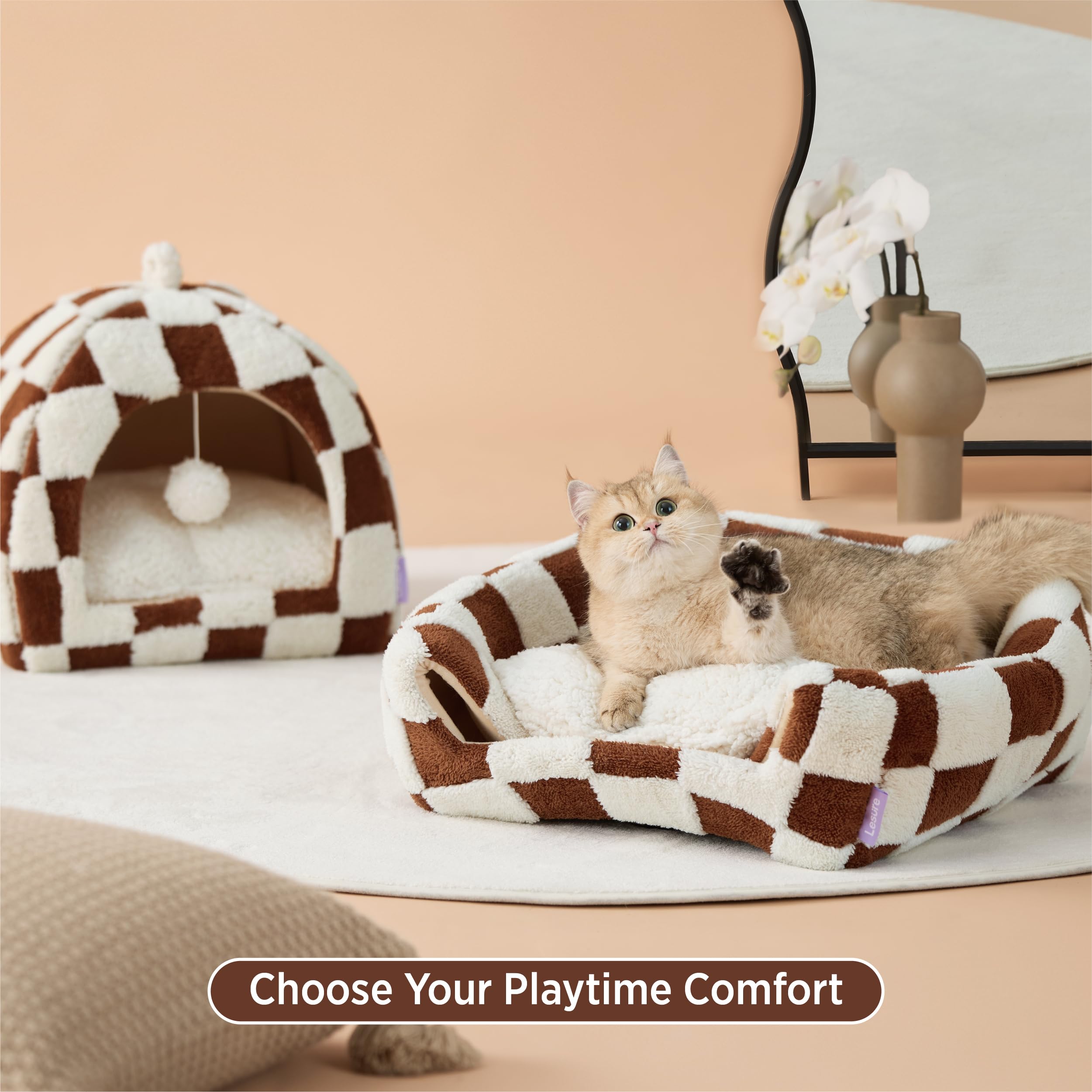 LE SURE Lesure cat bed dangling toy improves playtime at entry for curious cats.