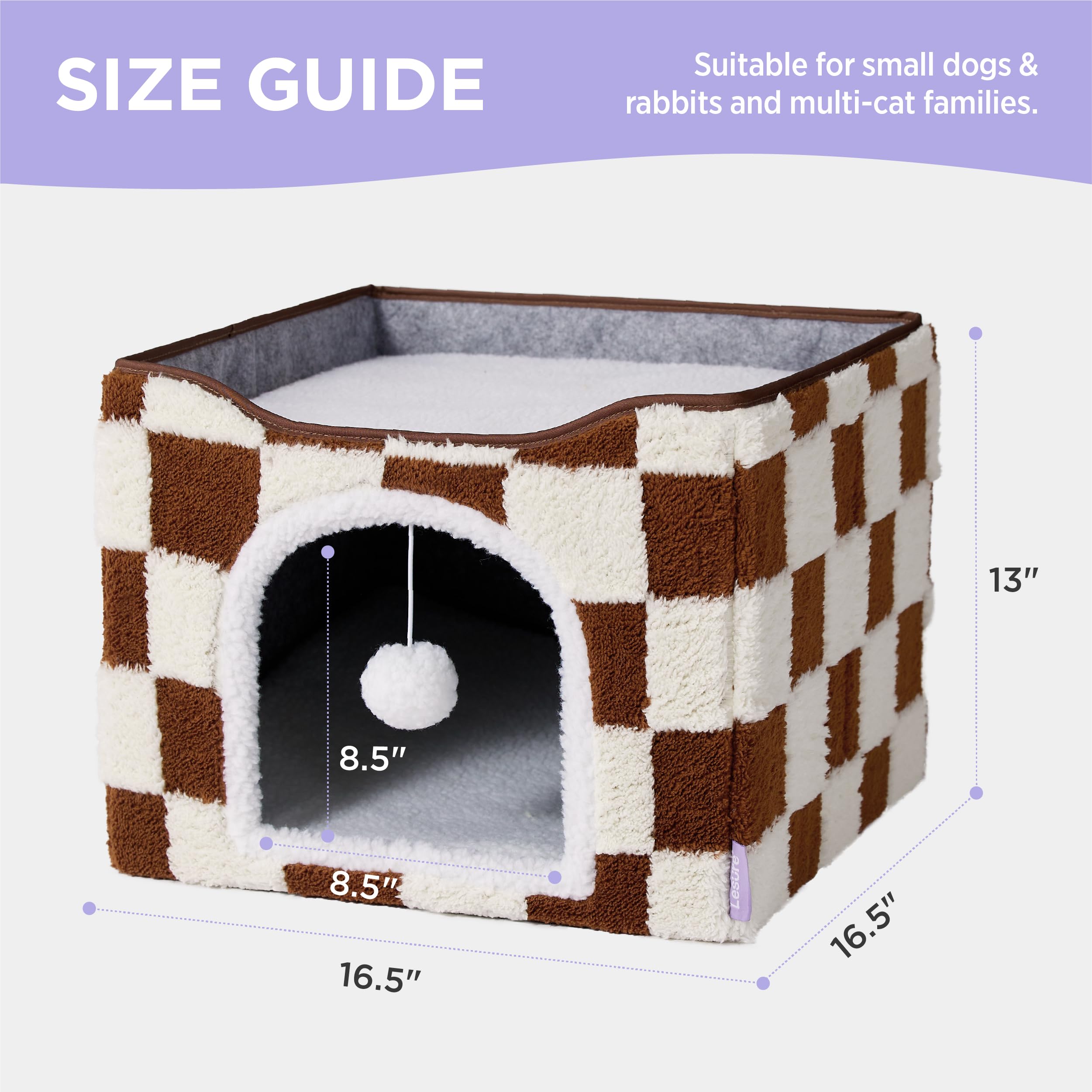 LE SURE cat bed soft lambswool fabric for plush comfort