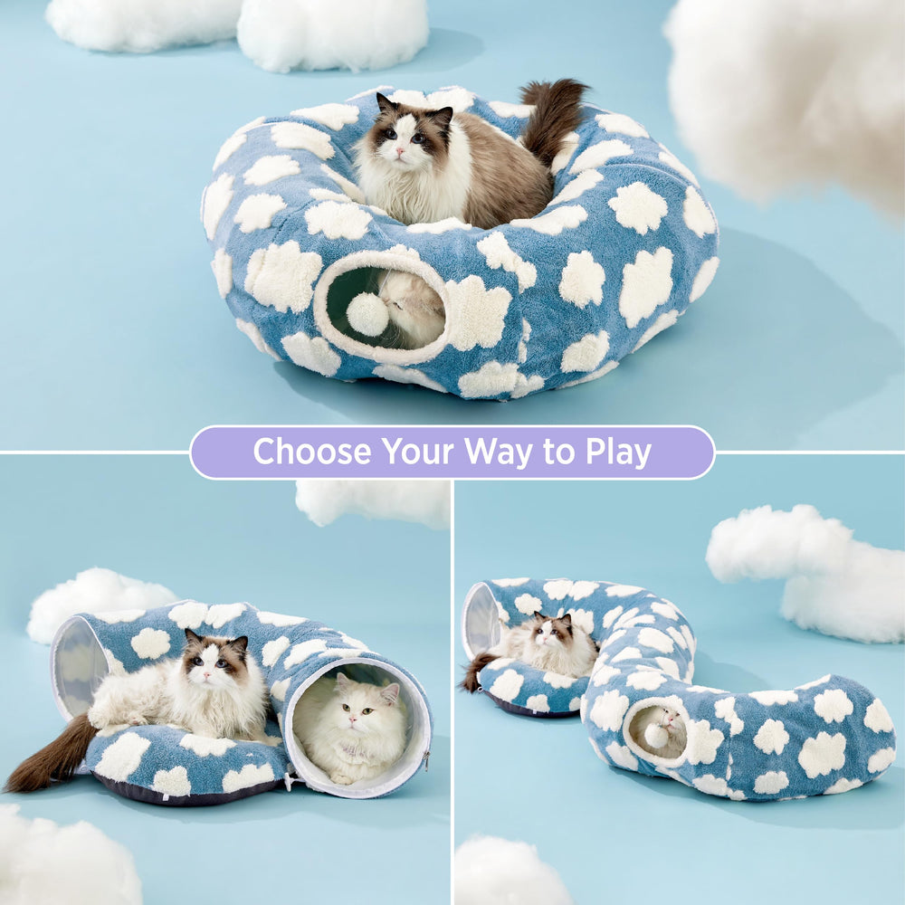 Lesure Cat Tunnel Bed circle shape ideal for cozy hide-and-seek sessions.