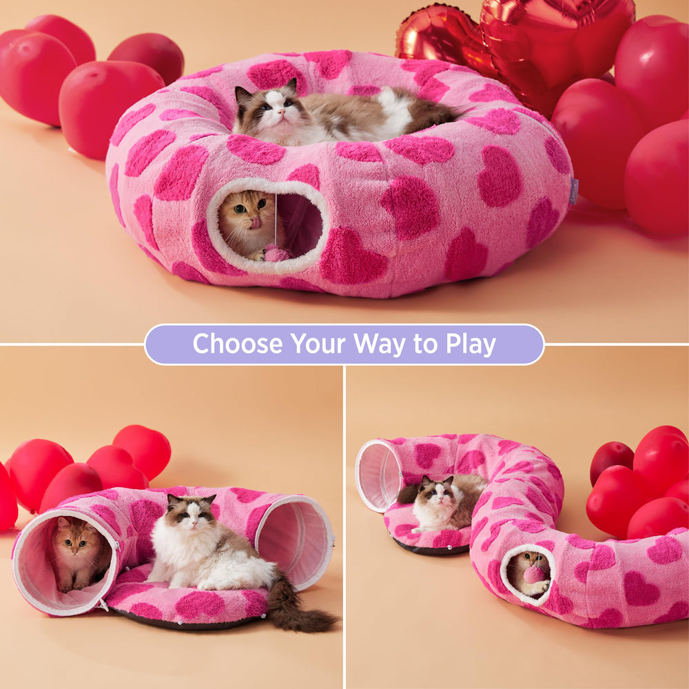 LE SURE Lesure cat tunnel bed inner cushion is machine washable for easy cleaning.