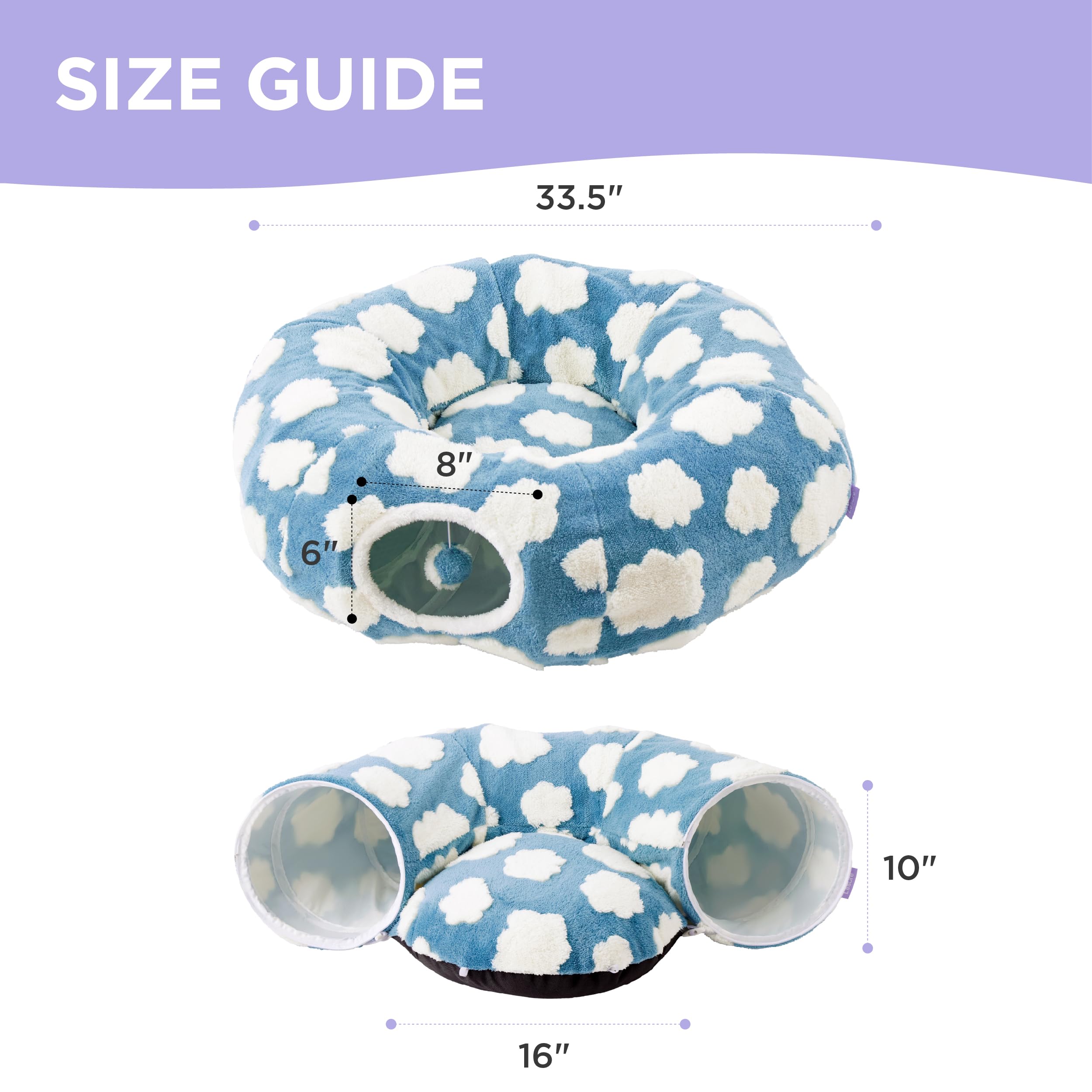 LE SURE Lesure Cat Tunnel Bed includes interactive balls for extended multi-cat fun.