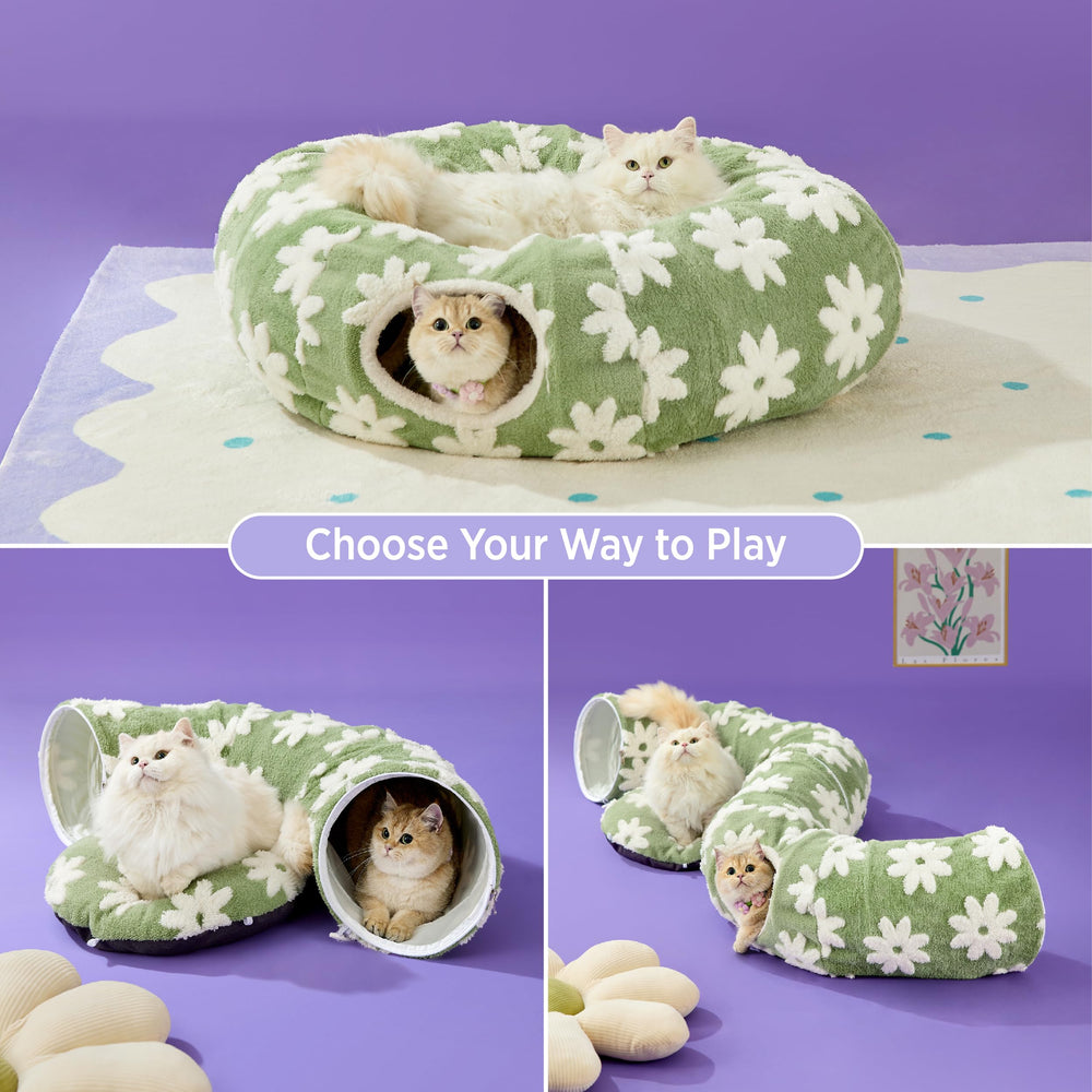 LE SURE Lesure cat tunnel bed shaped as an S for multi-cat fun.