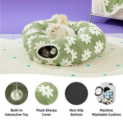 LE SURE Lesure cat tunnel bed semi-circle offers a quiet napping nook.