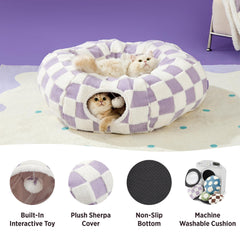 Lesure cat tunnel bed two toy balls for interactive play.