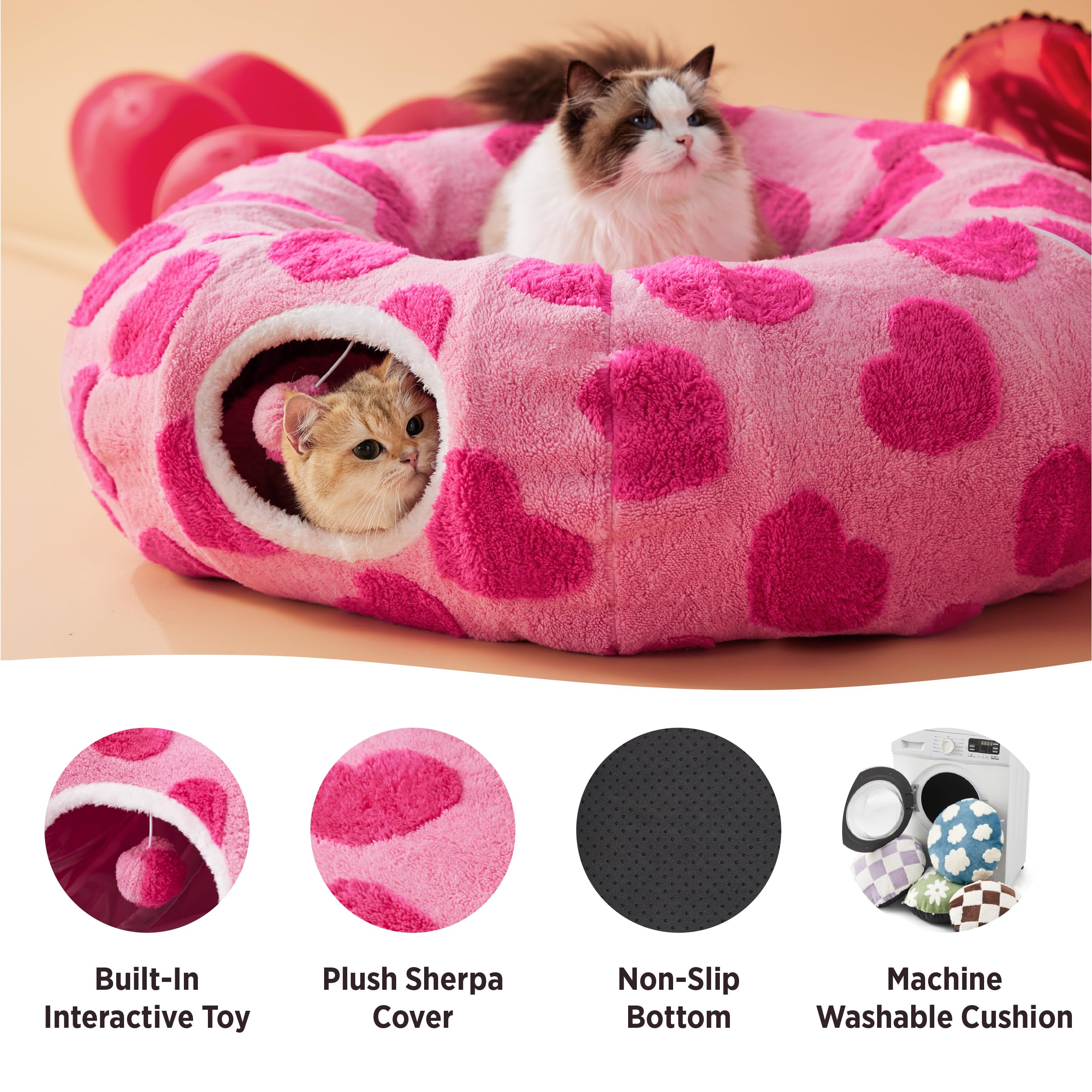 LE SURE Lesure tunnel bed removable cover enables quick maintenance after messy paws.