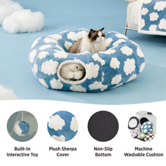 LE SURE Lesure Cat Tunnel Bed washable cushion for easy cleaning after adventures.