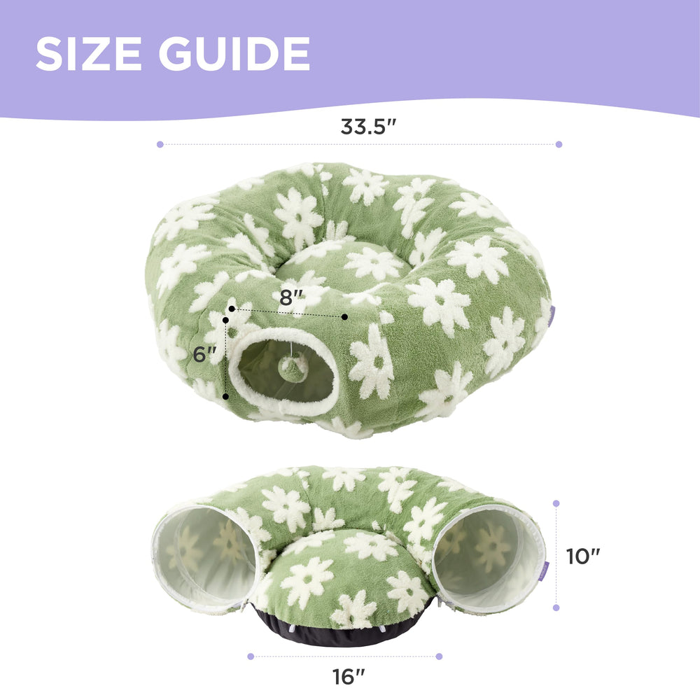 LE SURE Lesure cat tunnel bed features removable washable inner cushion for easy cleaning.