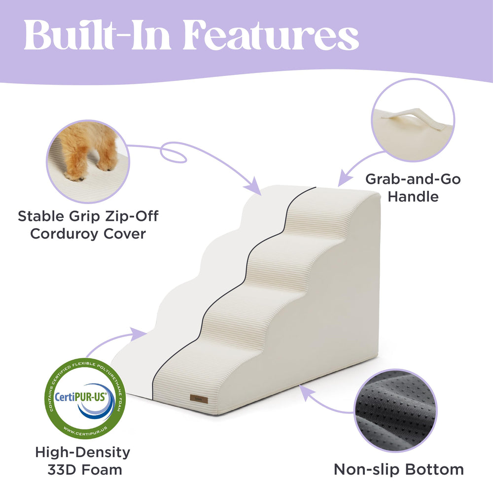 LE SURE CertiPUR-US foam construction supports pets during daily transitions.