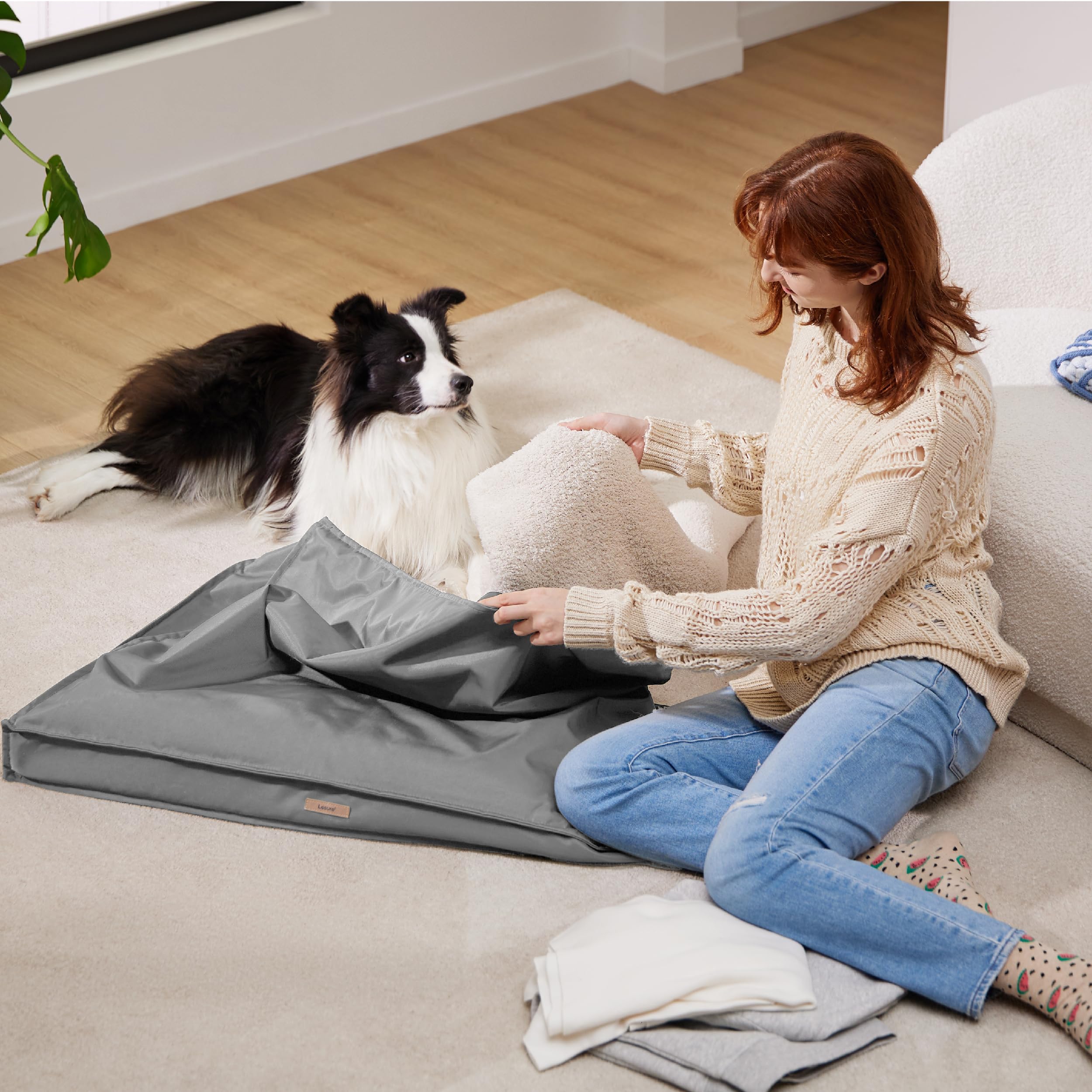 LE SURE funda de cama de perro con cierre impermeable, evita manchas.
