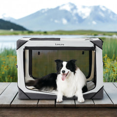 Lesure Collapsible Dog Crate with four doors for easy entry and exit.