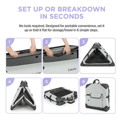 Lesure Collapsible Dog Crate indoor and outdoor use with waterproof fabric.