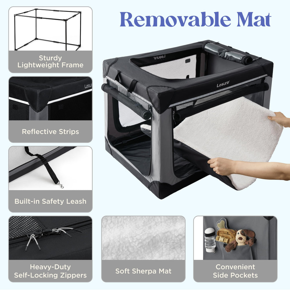 LE SURE crate self-locking zipper enhances containment and safety