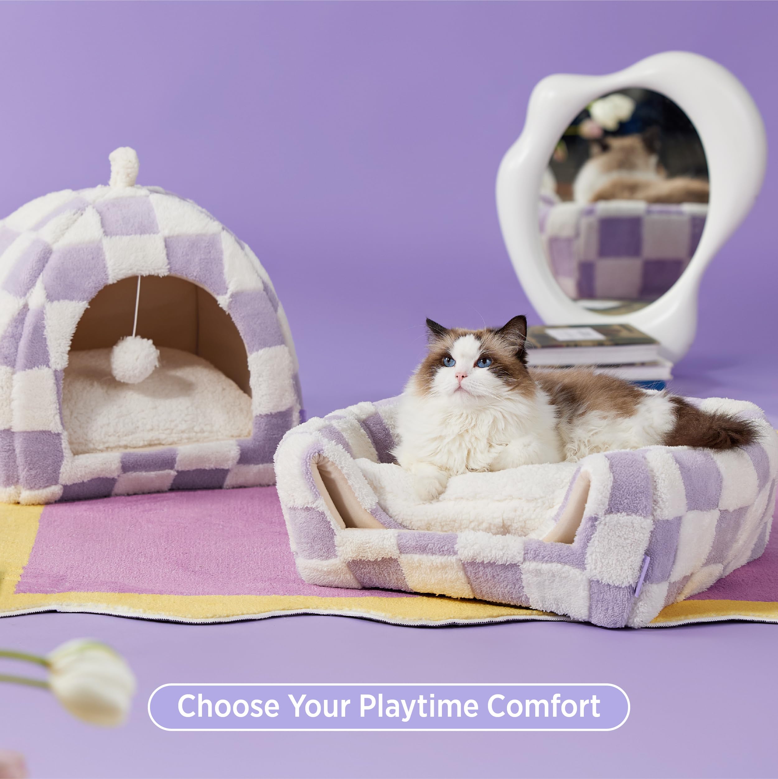 LE SURE Lesure cute cat bed non-slip bottom keeps bed in place.