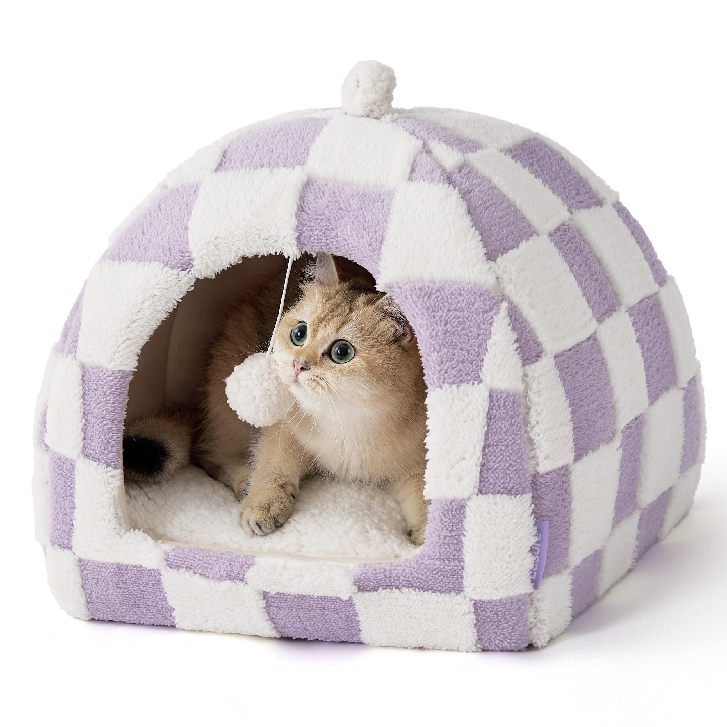 LE SURE Lesure cute cat bed purple 2-in-1 setup for cozy naps.