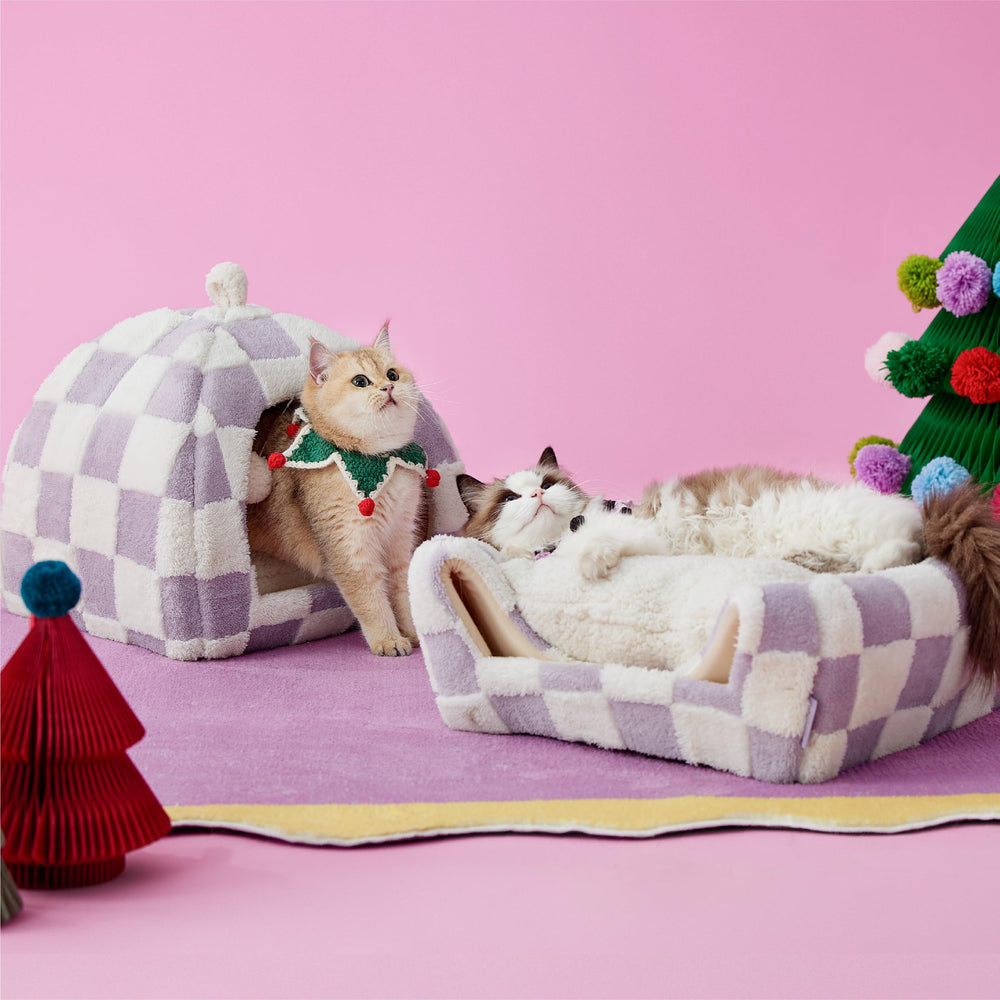 LE SURE Lesure cute cat bed purple cat-tent entry for playful retreats.