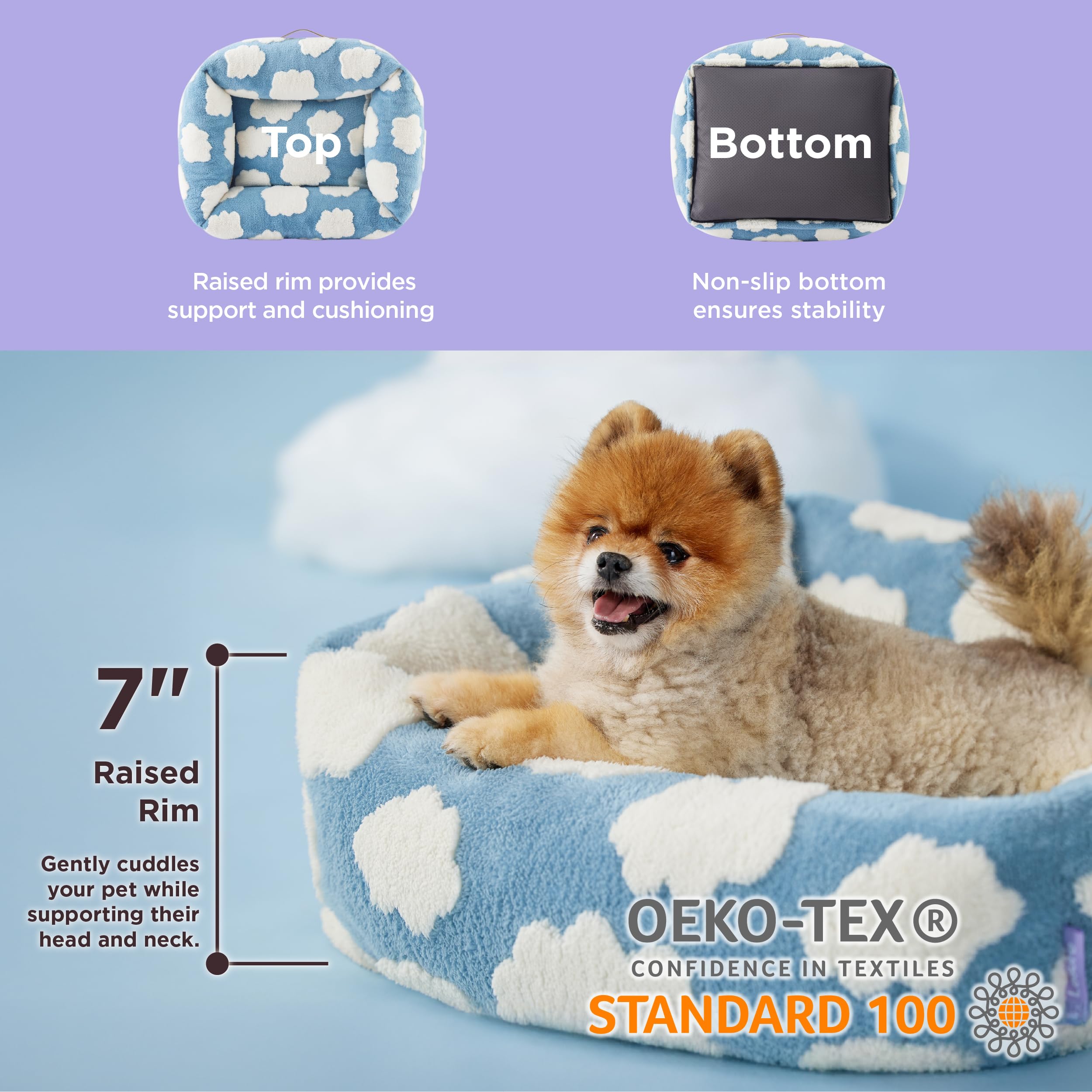 LE SURE Cute Dog Bed anti-slip bottom keeps bed in place