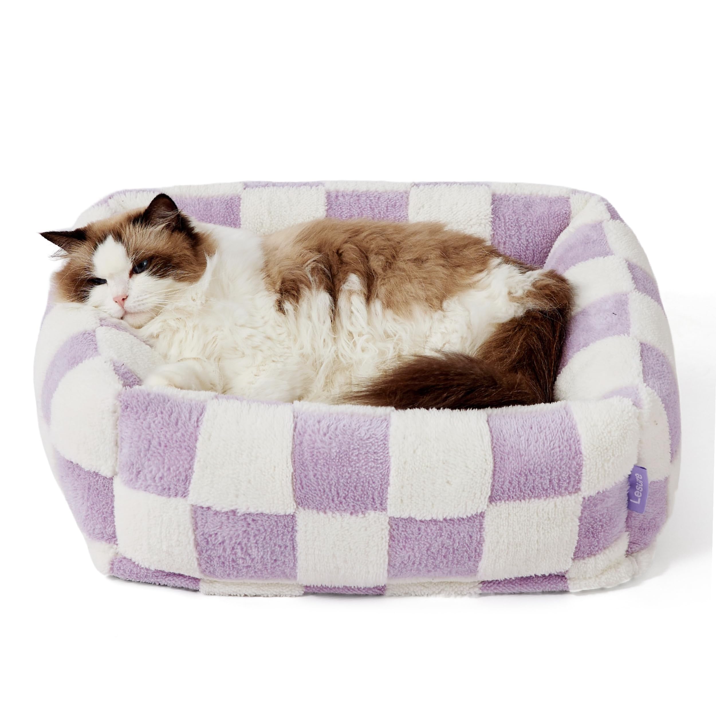 LE SURE cute dog bed rectangle front view with plush jacquard—ideal for cozy naps