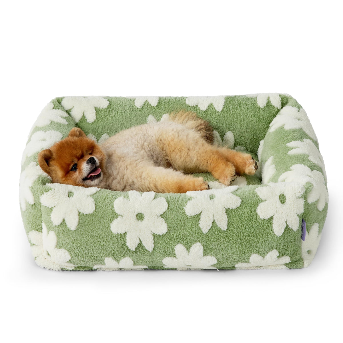 LE SURE cute dog bed rectangle - cozy comfort for small dogs in plush jacquard fabric