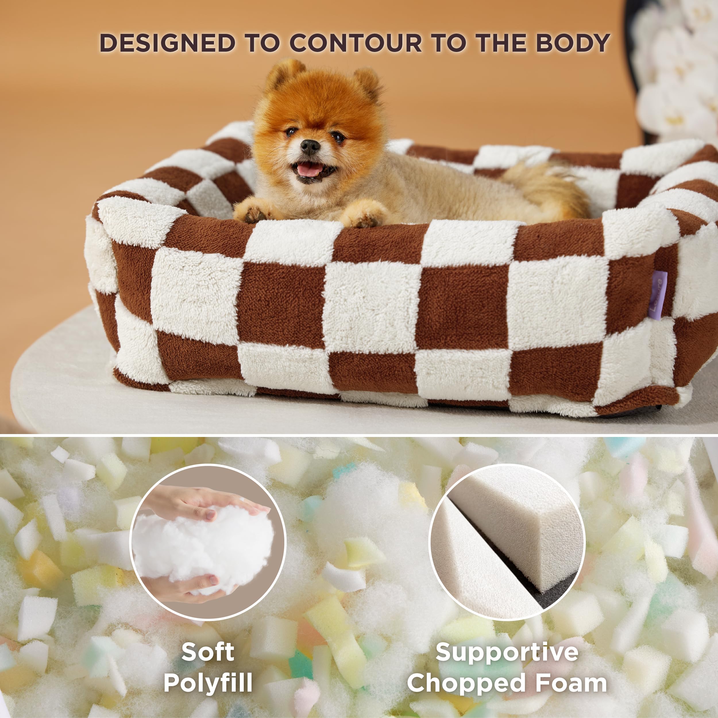 LE SURE dog bed side view shows plush jacquard fabric for chic pet spaces