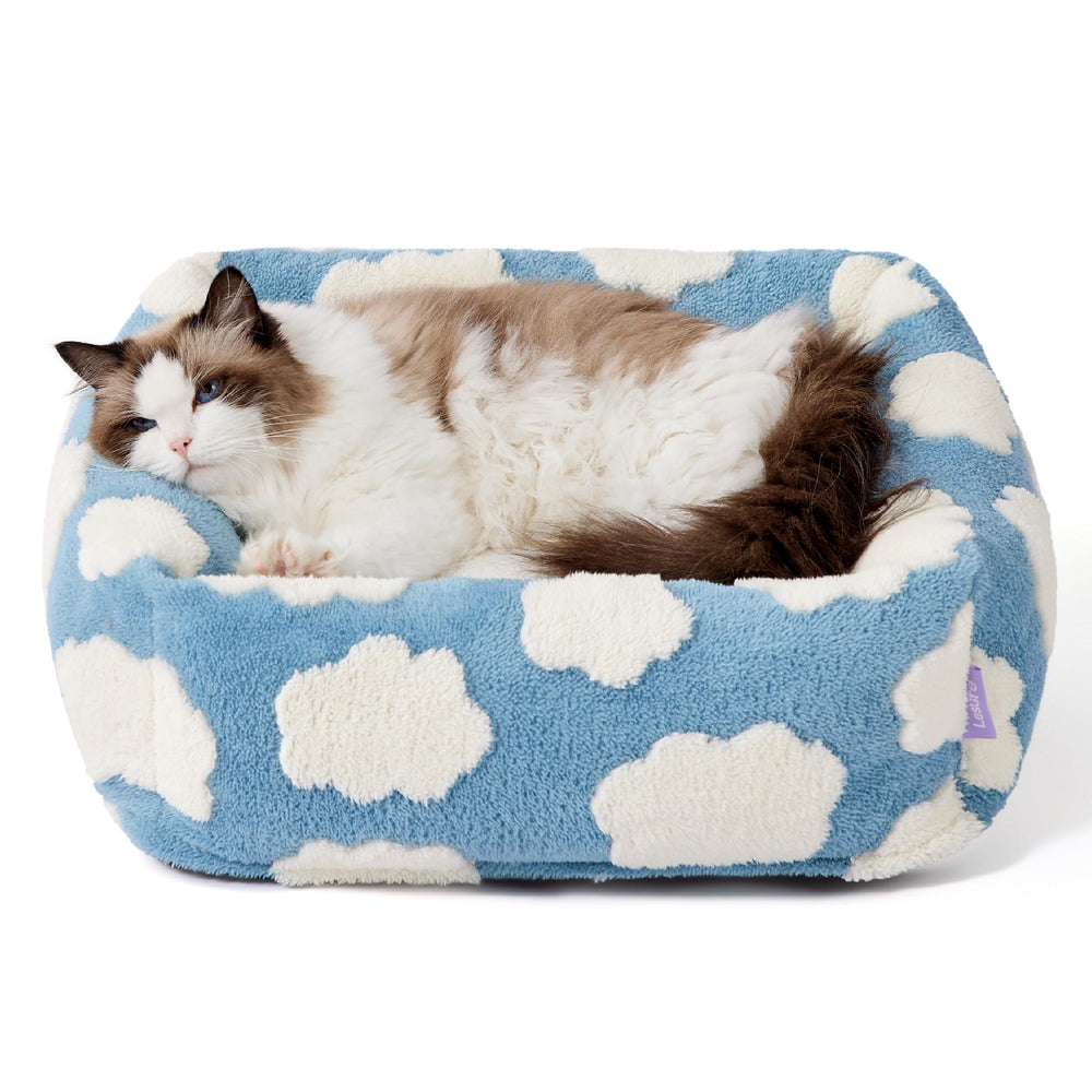 LE SURE dog bed top view in plush jacquard for cozy lounging and neat shape.
