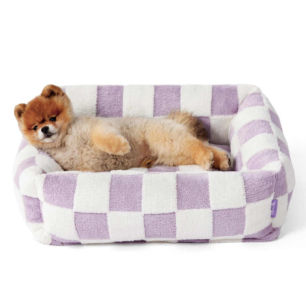 LE SURE dog bed rectangle top view showing orthopedic corner support for small dogs