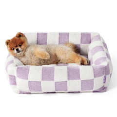 LE SURE dog bed rectangle top view showing orthopedic corner support for small dogs