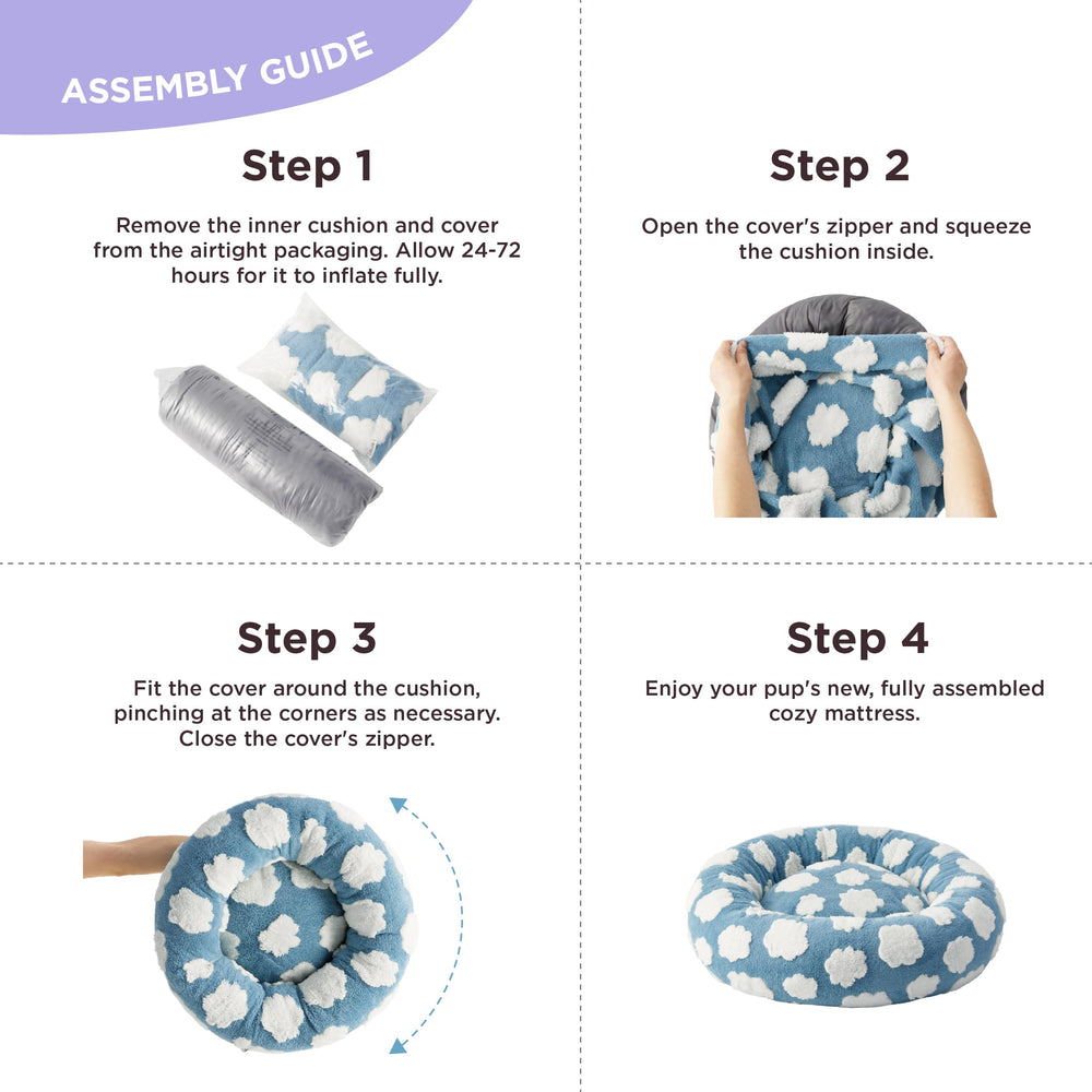 LE SURE donut bed blue anti-slip bottom prevents sliding on floors