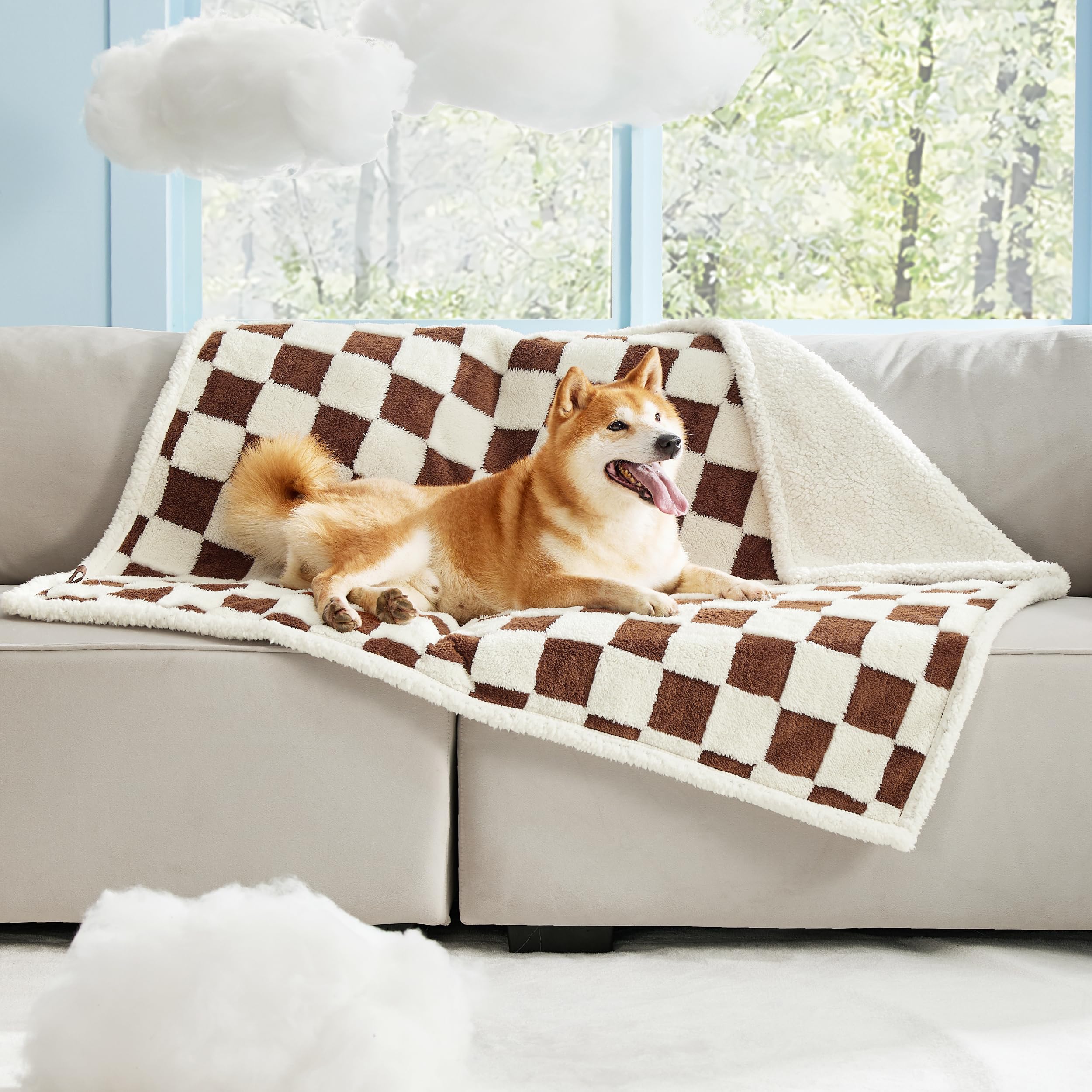 LE SURE double-sided-dog-blanket-sherpa-fleece plush warmth for pets.