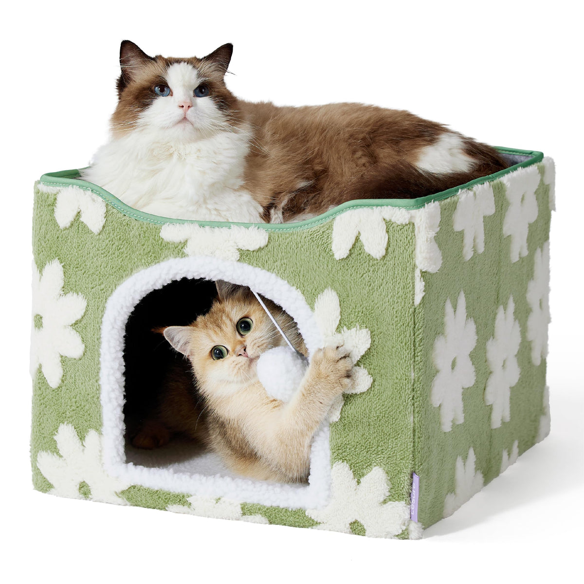 LE SURE Lesure indoor cat bed Flower Garden closed den for privacy and naps.