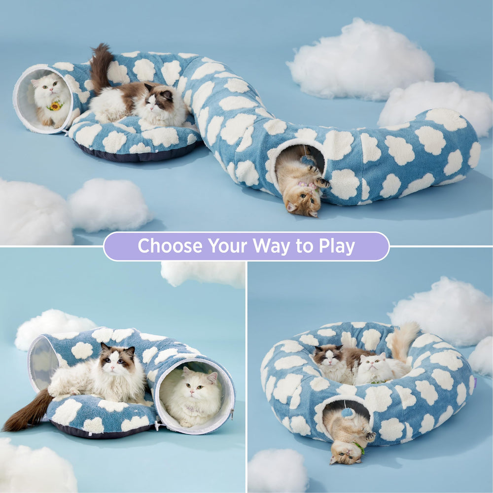 LE SURE Lesure large cat tunnel bed circle-formation highlights versatile shapes for interactive fun.