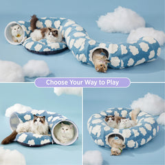 LE SURE Lesure large cat tunnel bed circle-formation highlights versatile shapes for interactive fun.