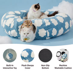 LE SURE Lesure large cat tunnel bed interior-cushion emphasizes plush comfort and secure retreat.