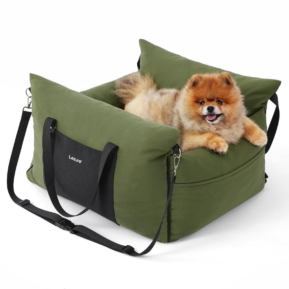 LE SURE lesure small dog car seat front view with waterproof fabric for safe travel
