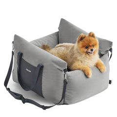 LE SURE Lesure small dog car seat front view shows secure headrest attachment for safety.
