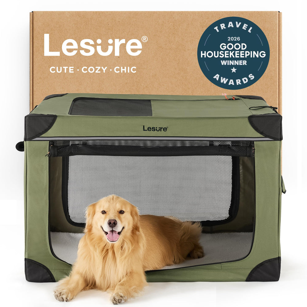LE SURE Lesure soft collapsible crate on Today Show highlighting portable XL travel use