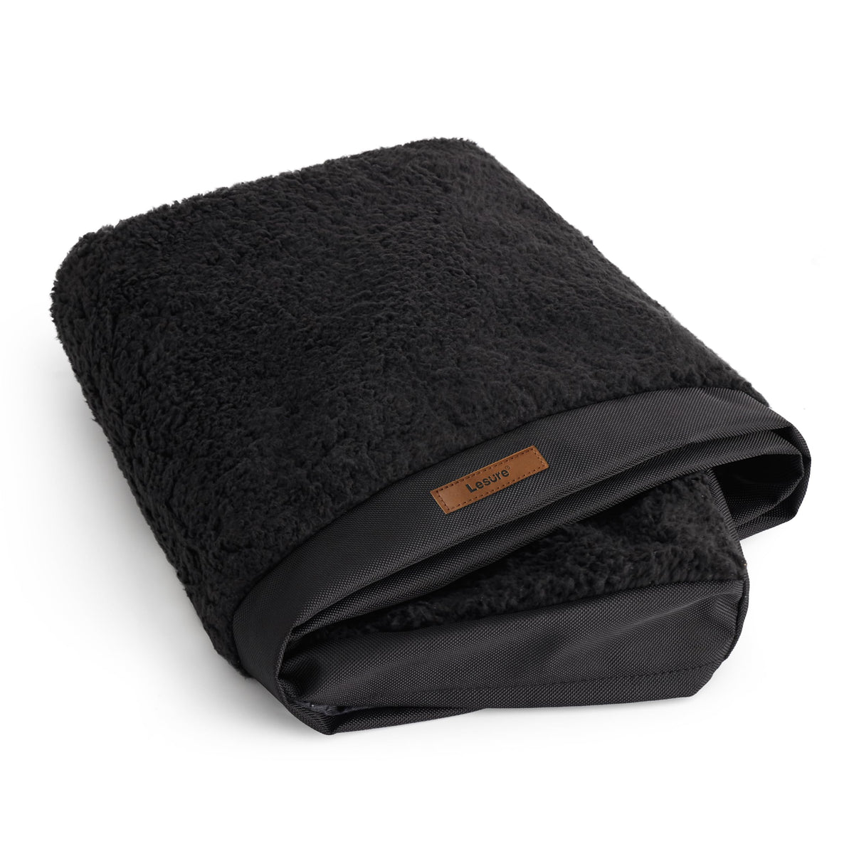 LE SURE large black dog bed cover with plush sherpa surface for all season comfort