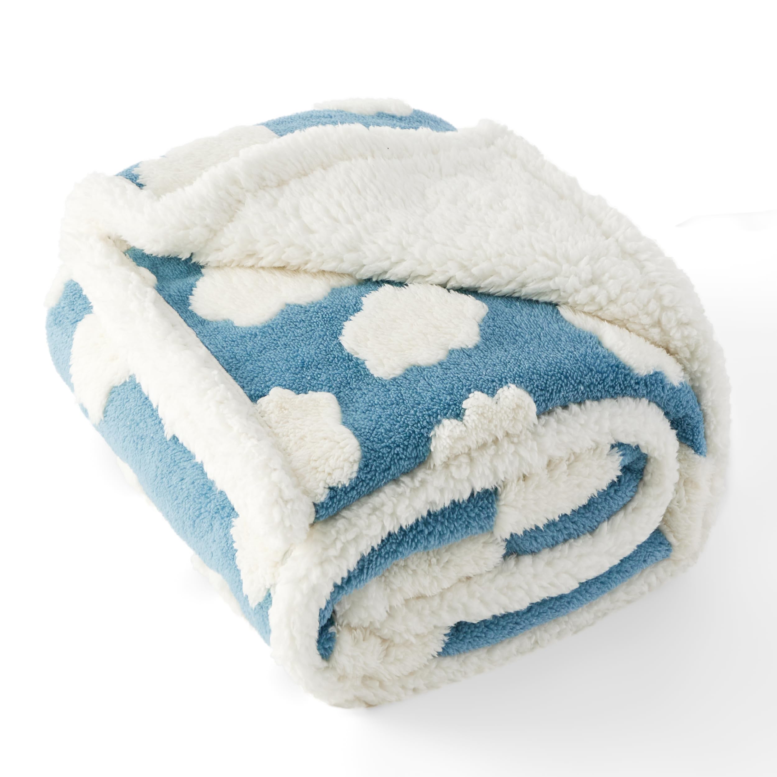 LE SURE sherpa-side blue blanket offers extra plush warmth.