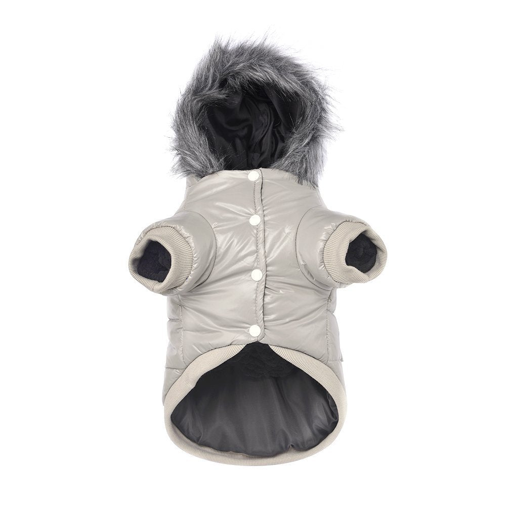 LESYPET dog coat grey windproof exterior provides cozy warmth for small dogs.