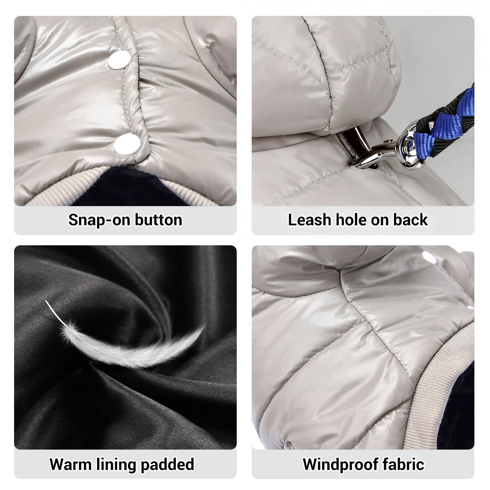 LESYPET interior lining displays double fleece warmth for puppies and seniors.