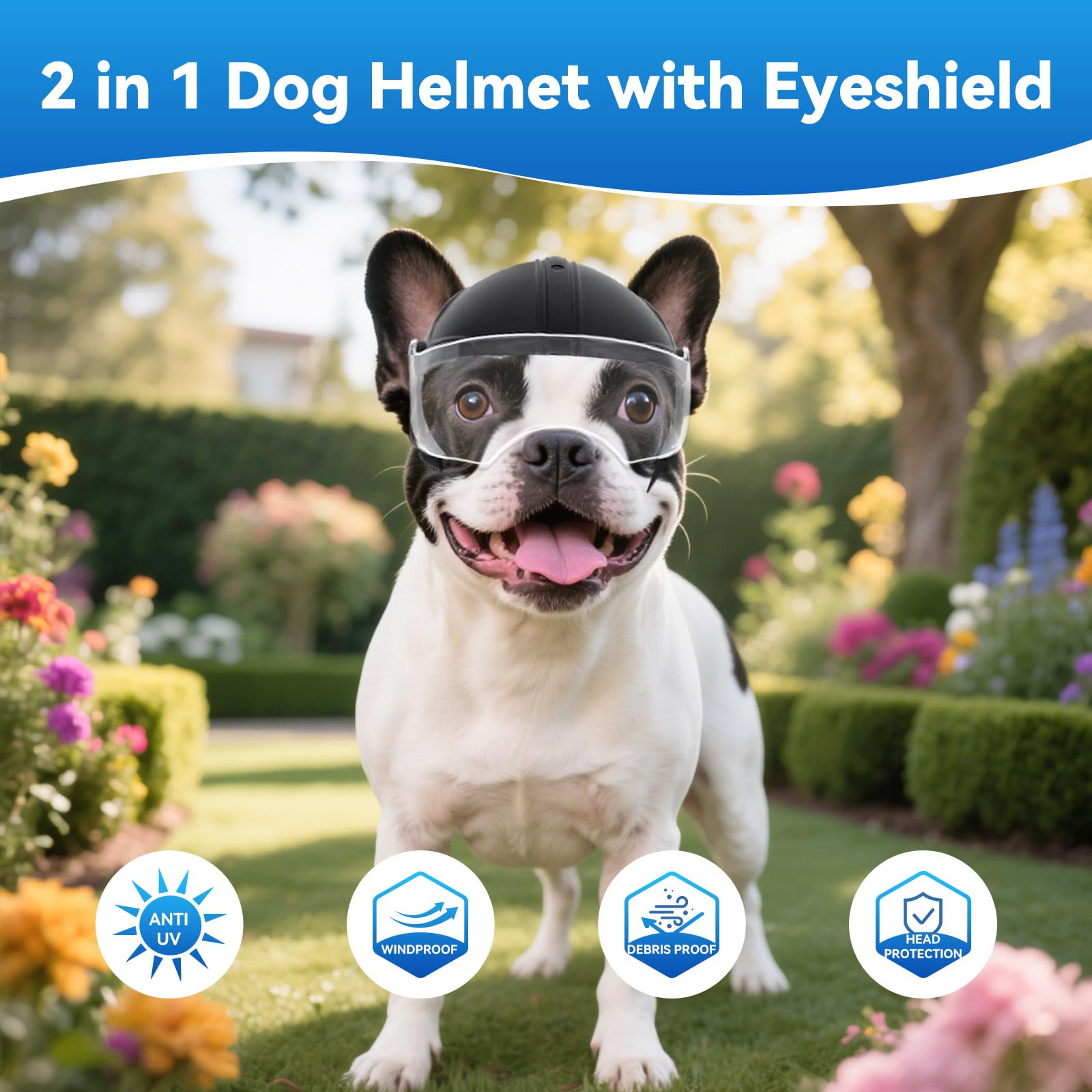 LESYPET dog helmet ear-hole design for comfortable breathable wear