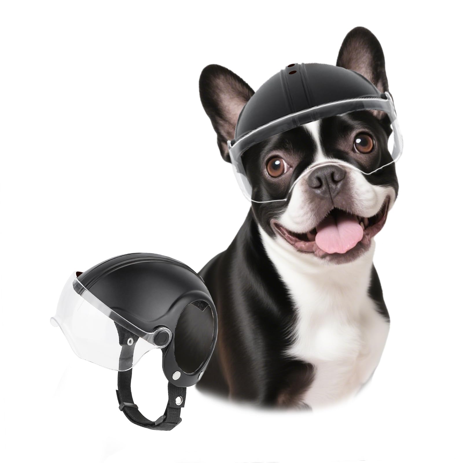 LESYPET dog helmet front view showing stylish windproof design for outdoor rides