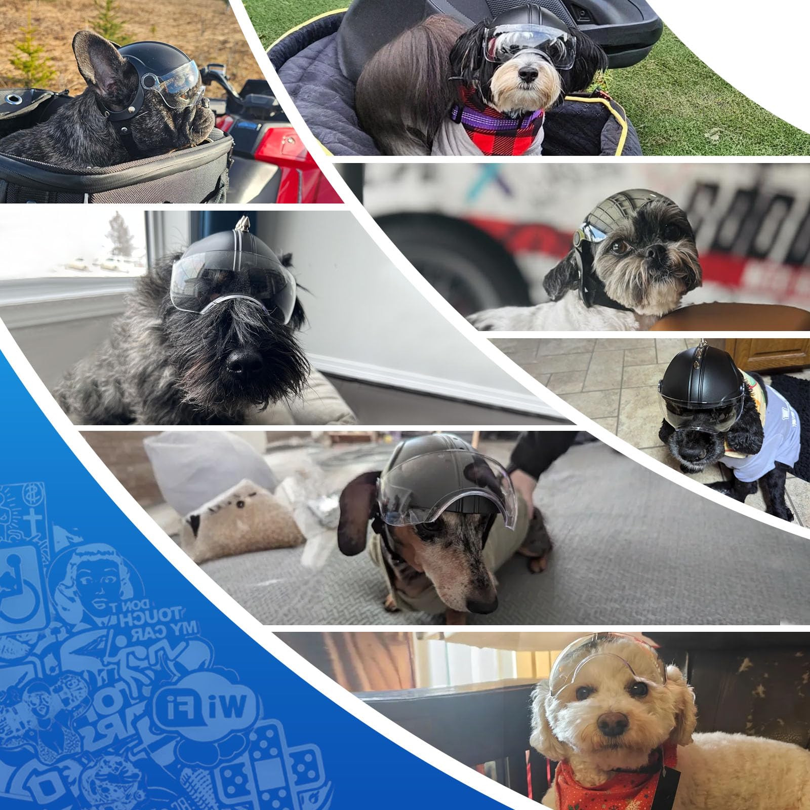 LESYPET dog helmet side view highlighting compact fit for small breeds