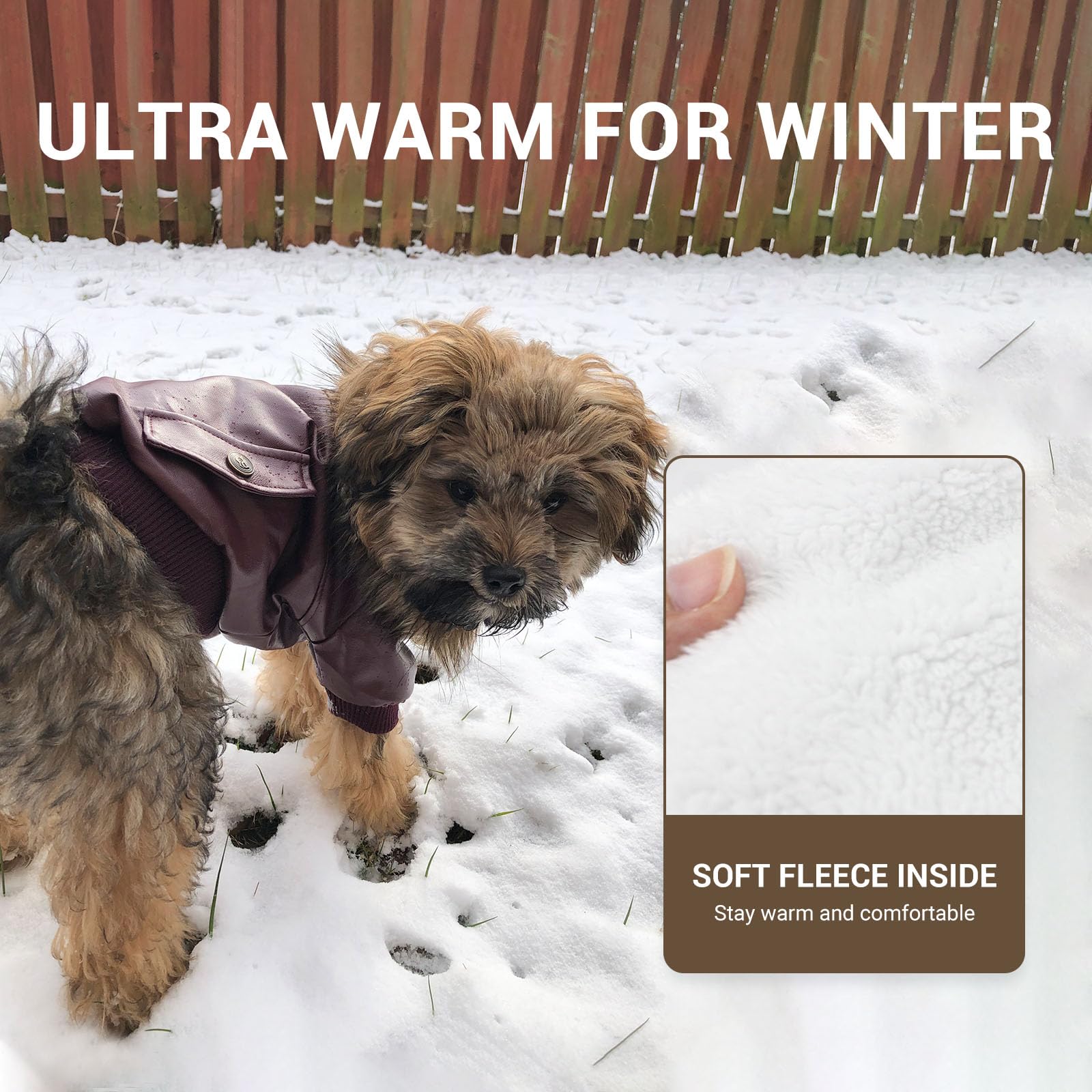 LESYPET fleece-lined inner closeup shows plush warmth for chilly walks.